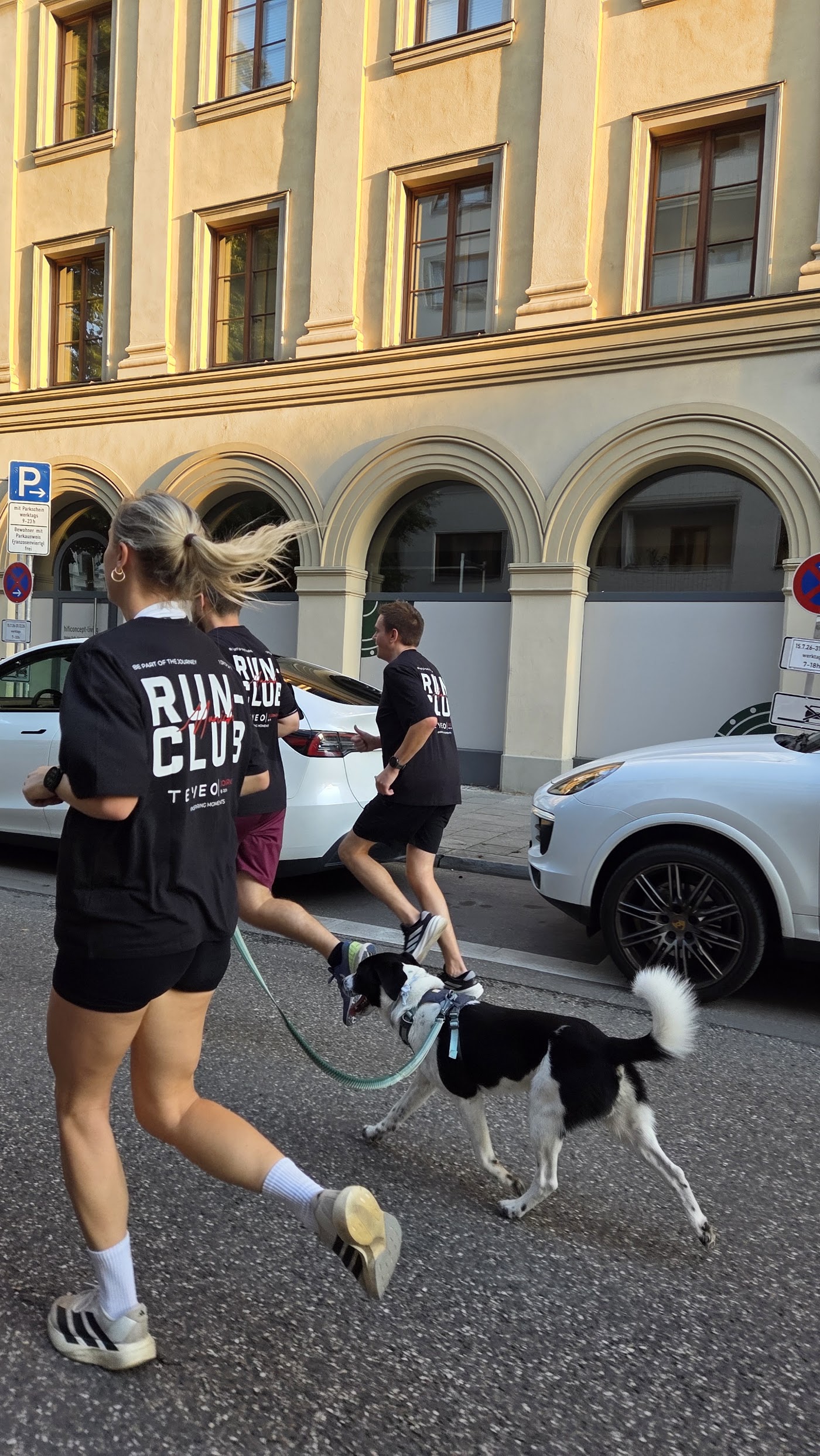 Not everyone had two legs. Fastest finisher of the evening, probably.