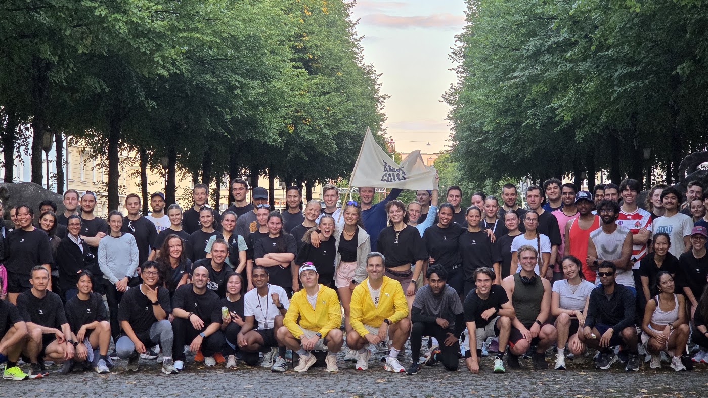 One evening, one very long group photo.